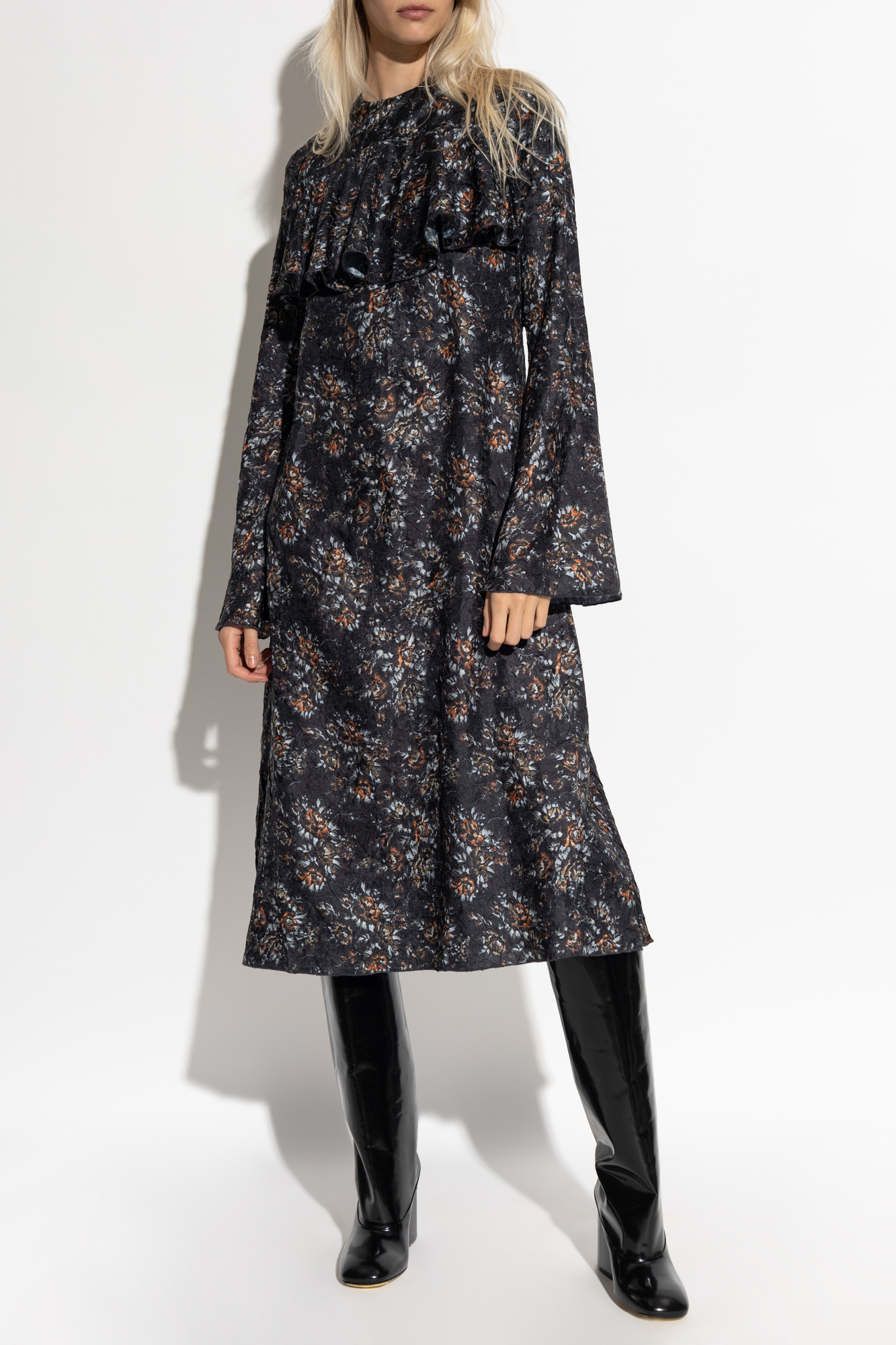 Black Dress with floral motif Ganni - Vitkac Canada
